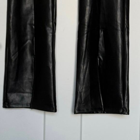 NWT Abercrombie & Fitch Faux Leather Pants Split Front Black Sz Small/Long - Picture 5 of 9